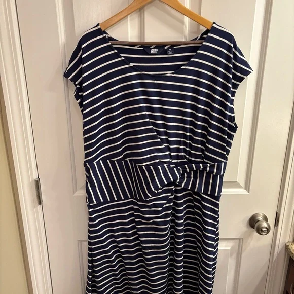 Lands' End Navy and White Midi Dress 1X NWOT - Picture 3 of 7